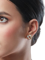 Gold polished brass Earring with Red Kundan Polki