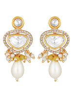 Earring with gold polished brass,Diamond Kundan polki & Shell Pearl, Agate