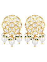 Gold polished brass Earring with Kundan Polki & Shell Pearls.