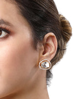 Micron Earring with Gold polished brass & Mosanite Polki