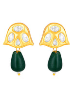 Earring with gold polished brass designed, Kundan Polki & Agate tumbles