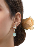 Earring with gold polished brass, Kundan Polki & Mosenite stone