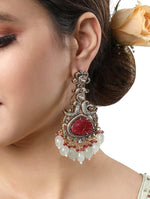 Earring with gold polished brass, Kundan Polki & Agate tumbles,victorian