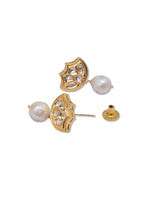 Gold Polish Brass Earring with Kundan Polki & Baroque Pearl