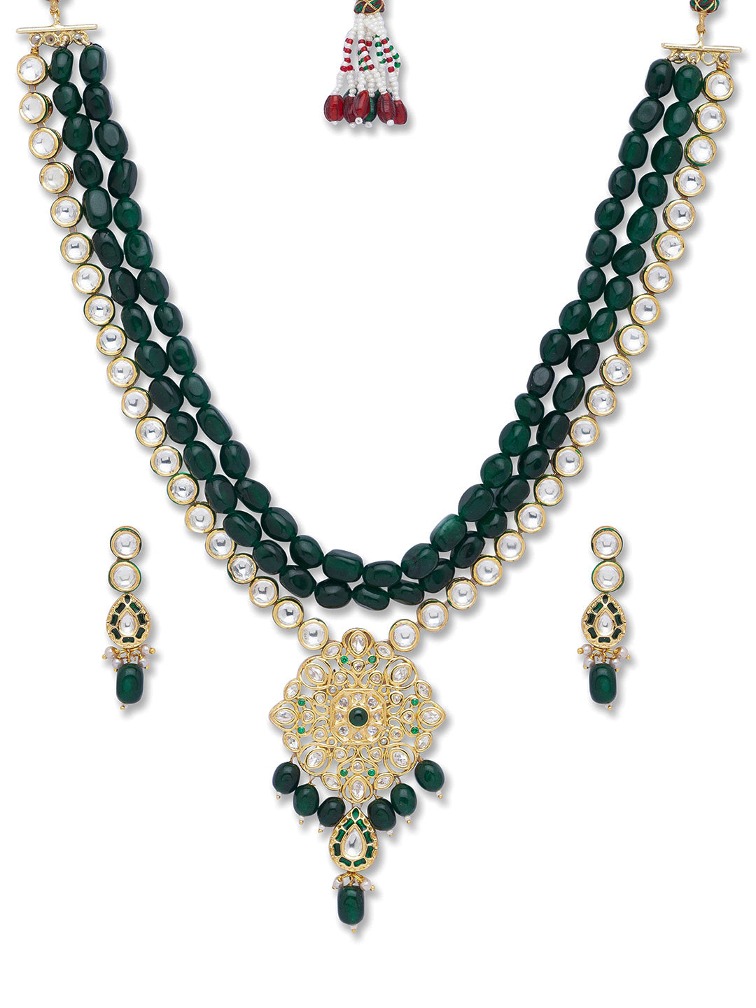Golden Polish Necklace, Meenakari, & Onyx Tumbles
