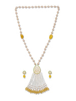 Micron Golden Polish Brass Necklace with Pearls
