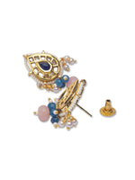 Golden Polish Necklace with Kundan polki, Agates & Onyx Watermelon Shaped Tumbles