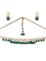 Necklace with Gold Polish Brass, Kundan Polki  & Onyx Watermelon tumbles