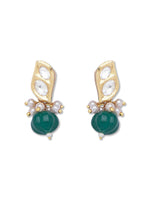 Necklace with Gold Polish Brass, Kundan Polki  & Onyx Watermelon tumbles