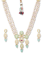 Gold Polish Brass Necklace with Kundan Polki & Meenakari