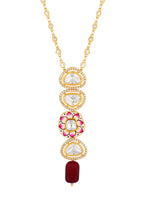 Gold polished diamante chain, with Kundan Polki, Onyx tumble & Hand-Paint Meena