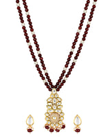 Necklace with Golden polished brass, Kundan Polki, Agate, Shell Pearls. Hand-Paint meena