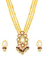 polished brass Necklace with golden color, Pearls & Maroon Onyx watermelon tumbles