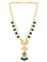 Necklace with gold polished brass, Onyx watermelon tumbles, Hand-paint meena, Kundan Polki