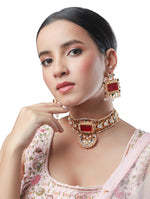 Golden polished brass Necklace with Agates, Kundan Polki & Carved onyx Shell Pearls