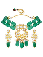 Necklace in  gold polished brass, Kundan Polki, Agate Tumbles, Agates