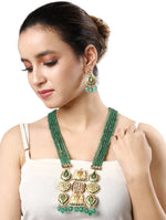Gold polished Necklace with Kundan Polki, Hand Painted Meena, Agate Tumbles, Agate, Pearls