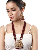 Necklace set with Gold polished brass, Kundan Polki, Agate, Watermelon tumbles, Etched onyx stone