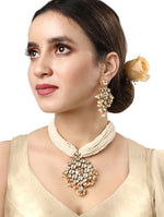 Necklace with gold polished brass, Kundan Polki,Pearls