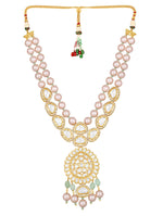 Designer Necklace with gold polished brass, Kundan polki,Shell Pearls, Onyx Tumbles,Kundan Polki Bordered Cz Diamonds