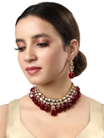 Designer Necklace in gold polished, Kundan Polki, Agate, Agate Tumble