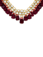 Designer Necklace in gold polished, Kundan Polki, Agate, Agate Tumble