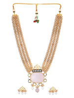 Golden polished Necklace set with Kundan Polki, Shell Pearls,nyx OTumbles, Italian Crystals
