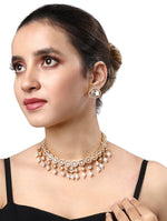 Necklace set with gold polished brass, Agates, Kundan Polki & Shell pearls.