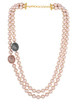 Designer Necklace with Gold Finished brass, Shell pearl, Cz diamond ball, Italian crystal.
