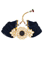 Designer Necklace with gold Finished brass, Kundan Polki & Kidiya moti