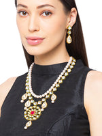 Necklace set Gold Polish Brass, Shell Pearls, & Kundan Polki