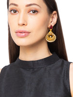Earring with Gold polished Brass, & Tourmalline Stone