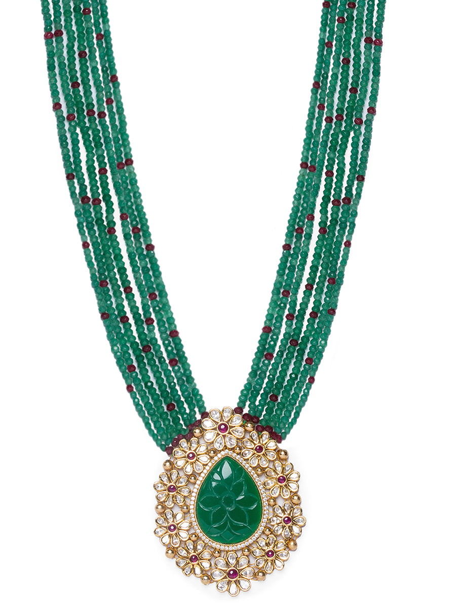 Necklace set with Agate Beads, & Kundan Polki