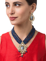 Necklace with Gold Polish Brass, Meenakari work & Agates