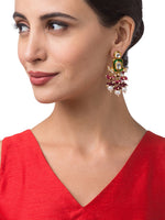 Gold Polish Earring with Kundan Polki work &  Shell Pearls