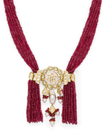 Necklace set with Gold Polish Brass, Shell Pearls, & Kundan Polki