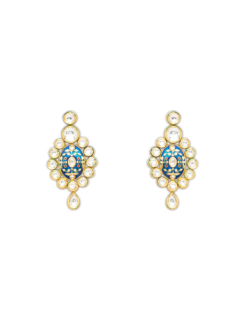 Pair of Earring with Gold Polished Brass, & Meenakari