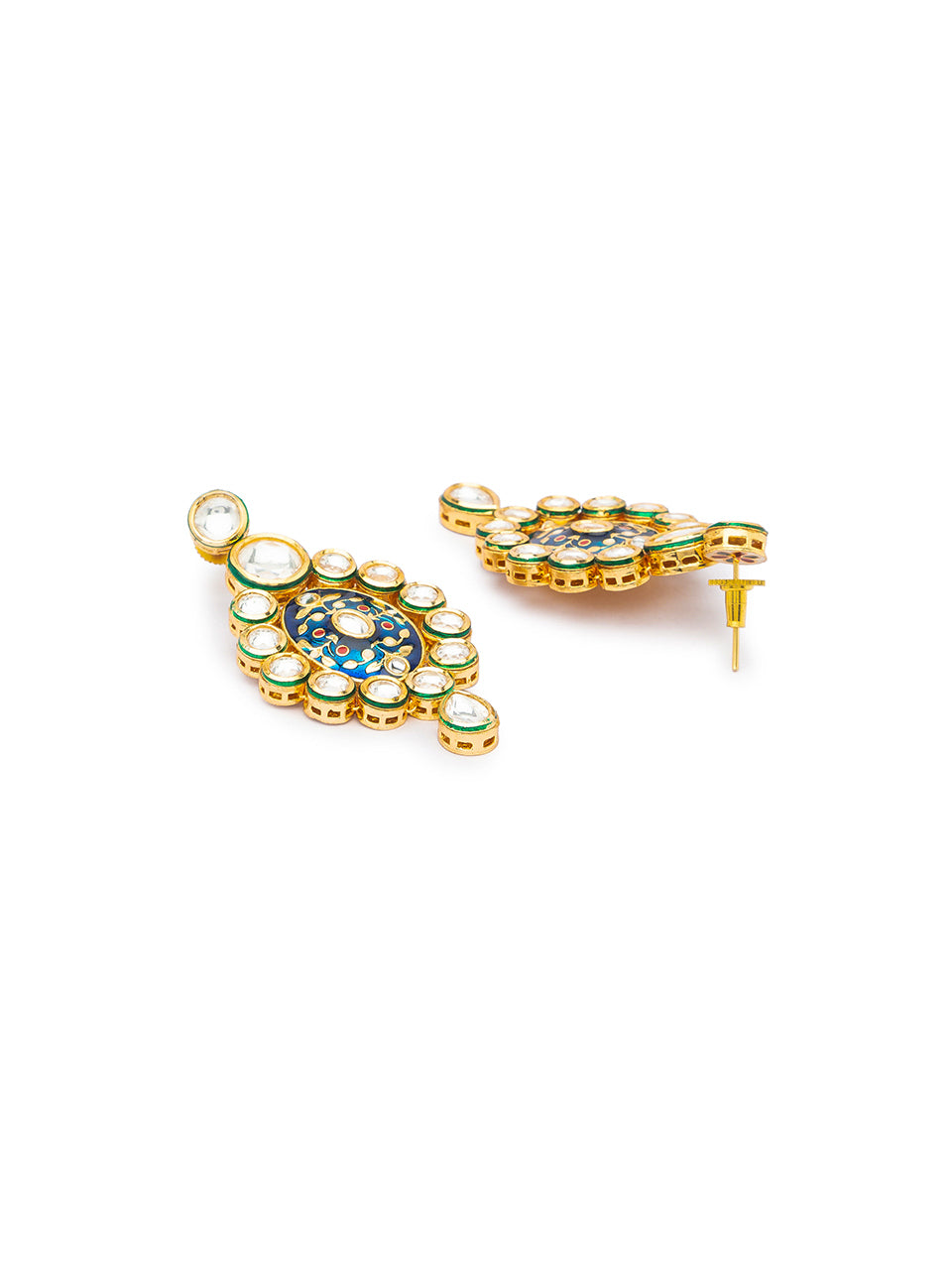 Pair of Earring with Gold Polished Brass, & Meenakari