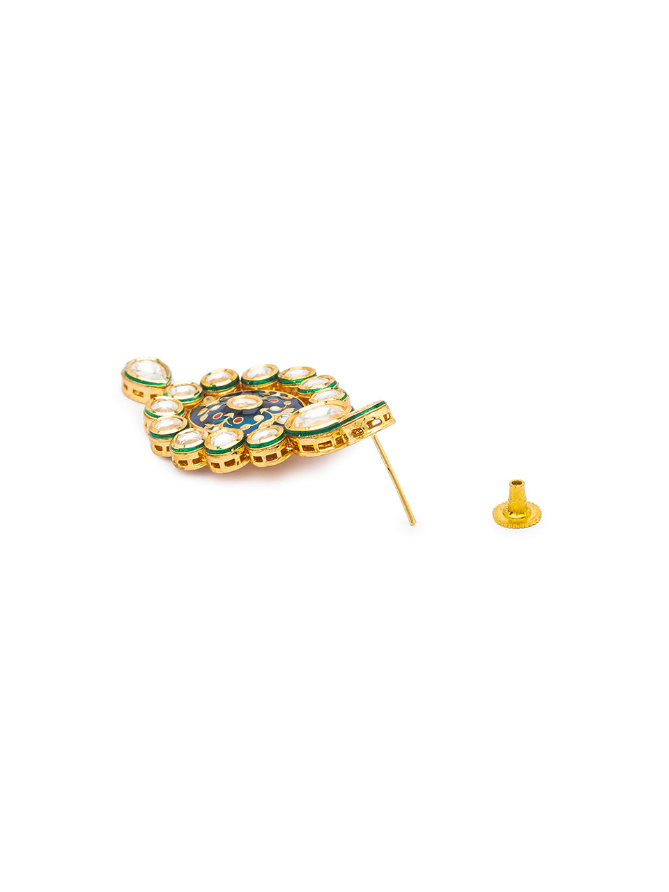 Pair of Earring with Gold Polished Brass, & Meenakari