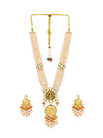 Necklace with Meenakari work, Agates, Golden polished Brass, Pearls & Onyx Tumbles