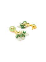 Earring Pair with Gold Polished Brass, Meenakari work Agates & Pearls